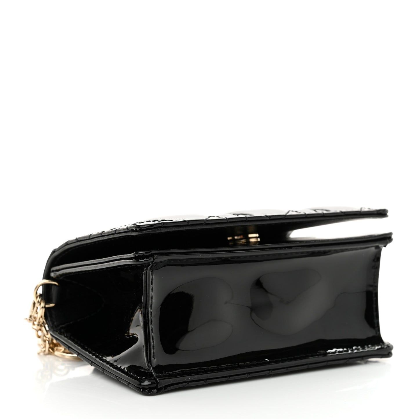 Patent Cannage Mini Pouch on Chain Black