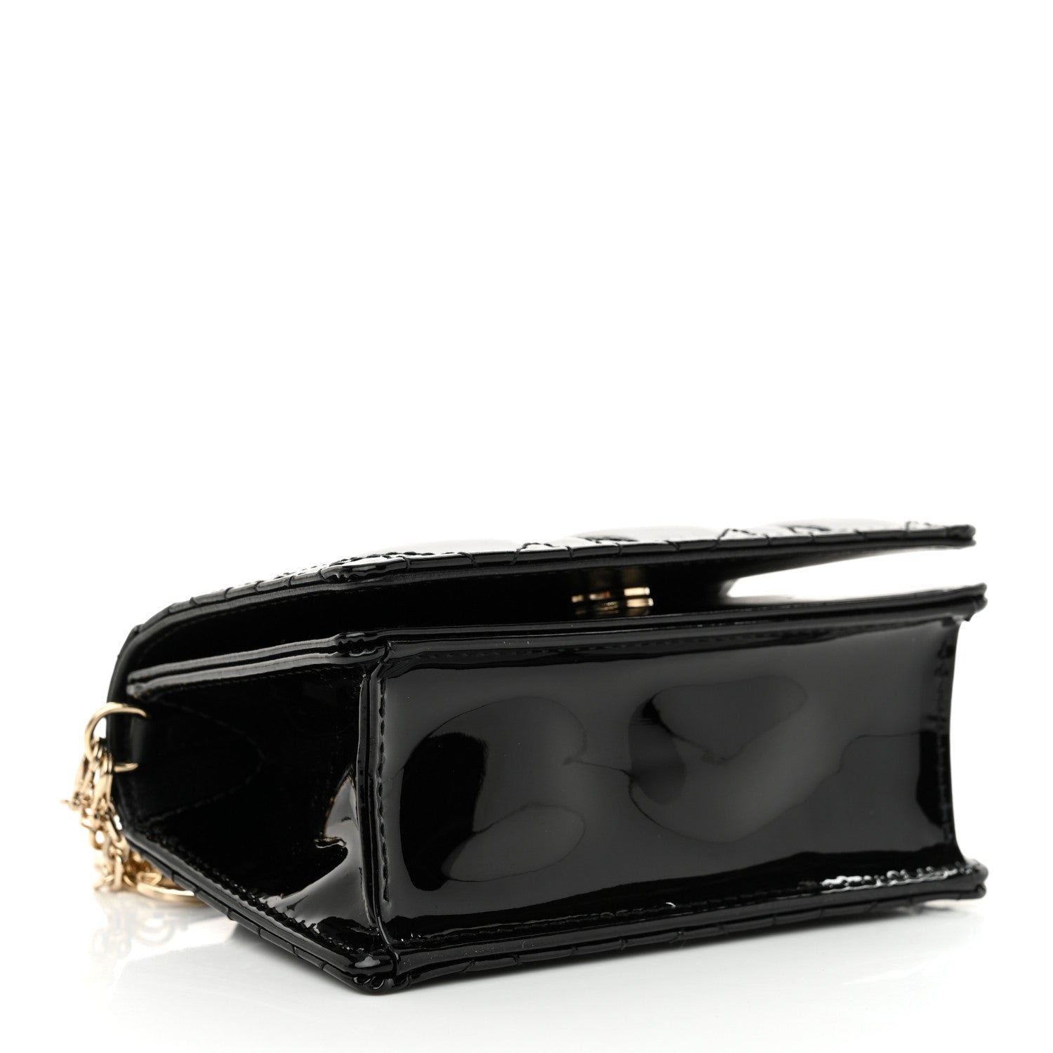 Christian Dior Patent Cannage Mini Pouch on Chain Black 4 of 10
