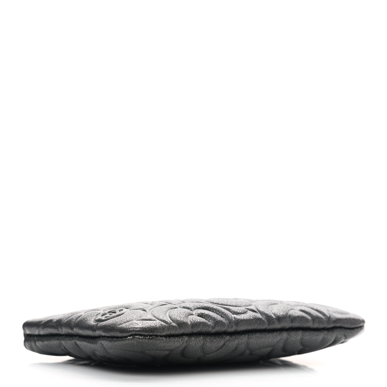 Chanel Goatskin Camellia Embossed Cosmetic Pouch Anthracite 3 of 7