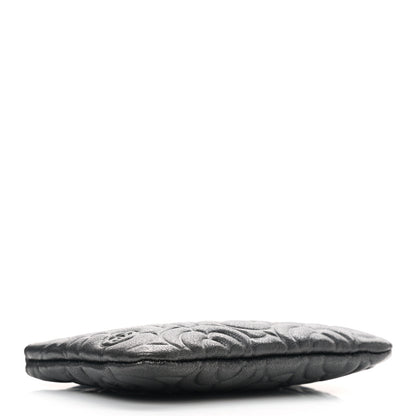 Chanel Goatskin Camellia Embossed Cosmetic Pouch Anthracite 3 of 7