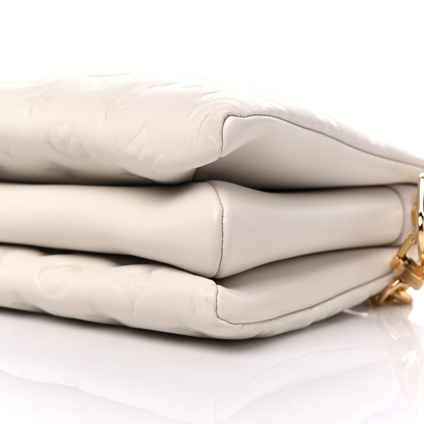 Lambskin Embossed Monogram Coussin PM Beige Cream