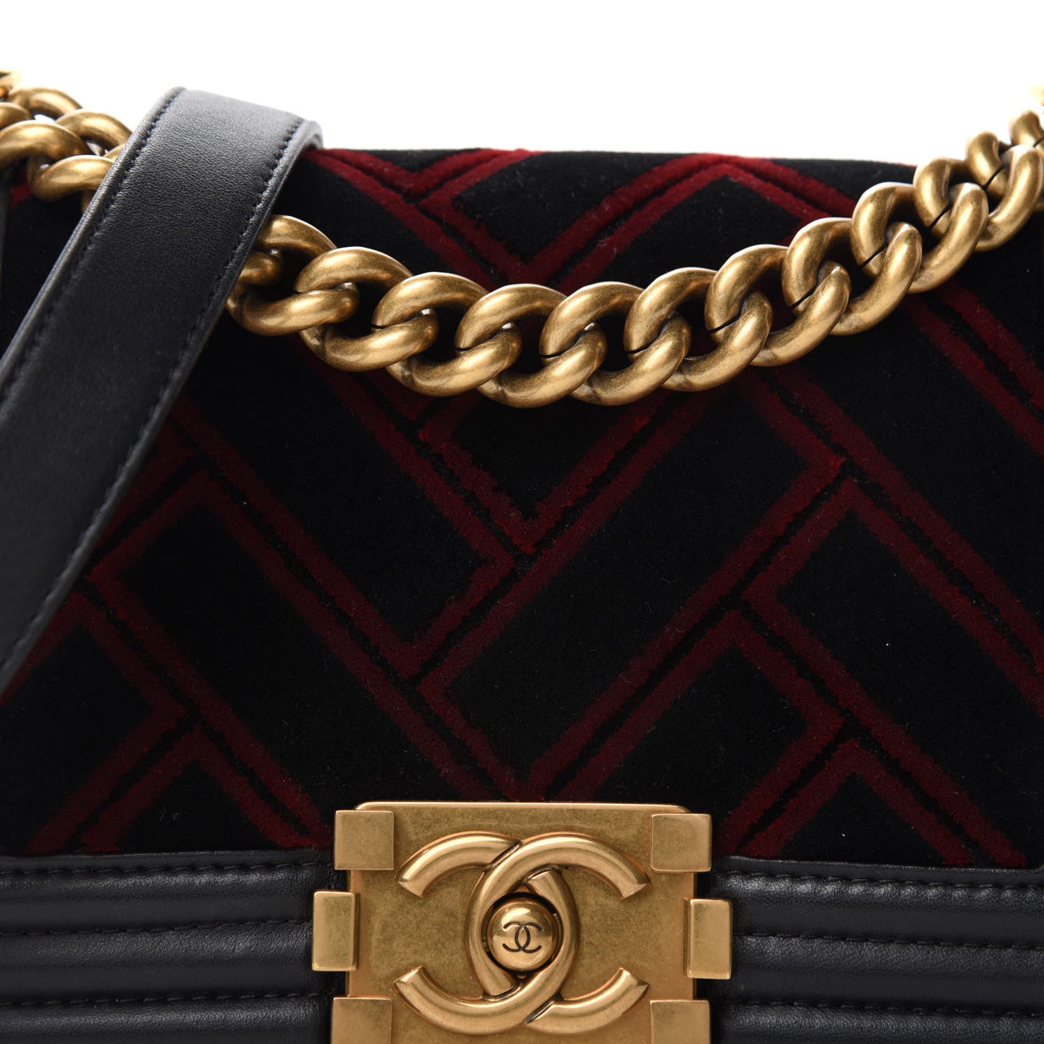 Chanel Calfskin Velvet Small Boy Flap Black Red 11 of 11