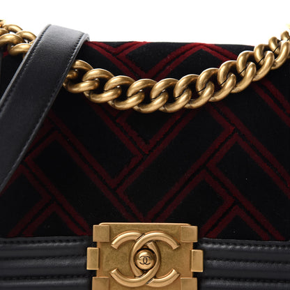 Chanel Calfskin Velvet Small Boy Flap Black Red 11 of 11