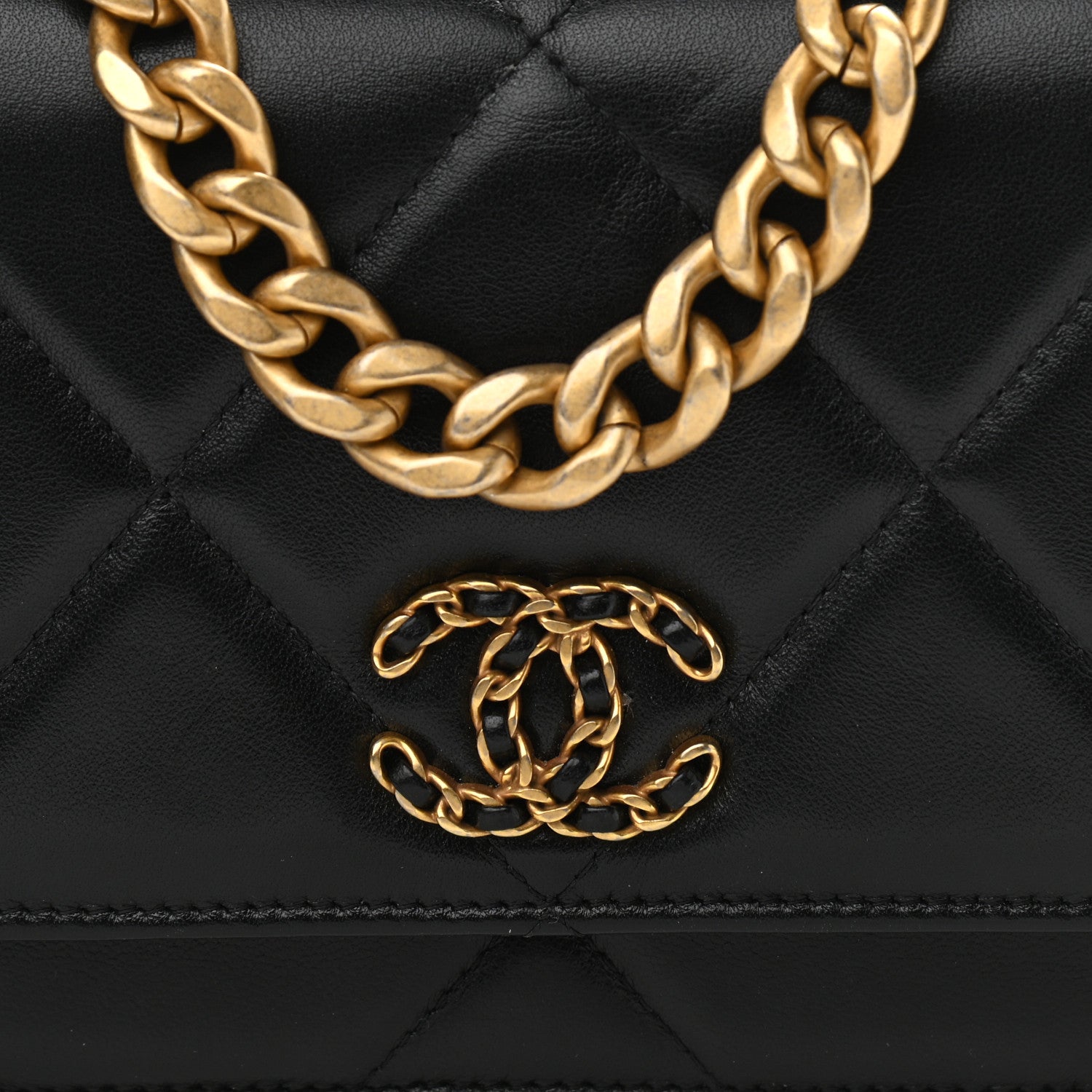 Chanel Lambskin Quilted Chanel 19 Wallet On Chain WOC Black 9 of 12