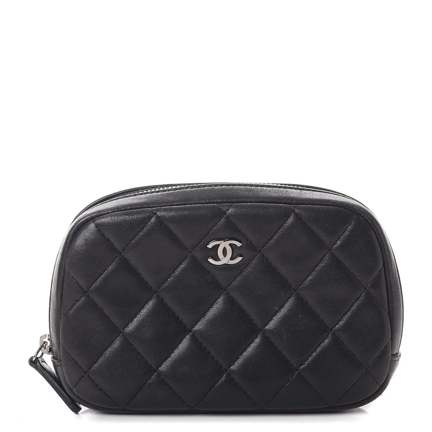 Chanel Lambskin Quilted Small Curvy Pouch Cosmetic Case Black 1 of 10