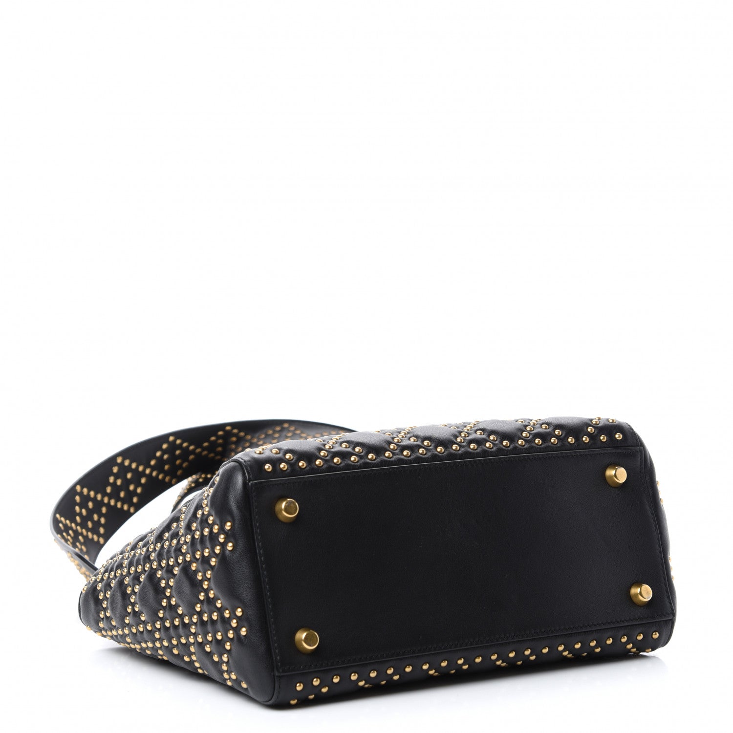 Christian Dior Calfskin Cannage Studded Medium Supple Lady Dior Black 4 of 10