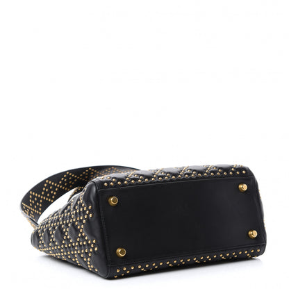 Christian Dior Calfskin Cannage Studded Medium Supple Lady Dior Black 4 of 10