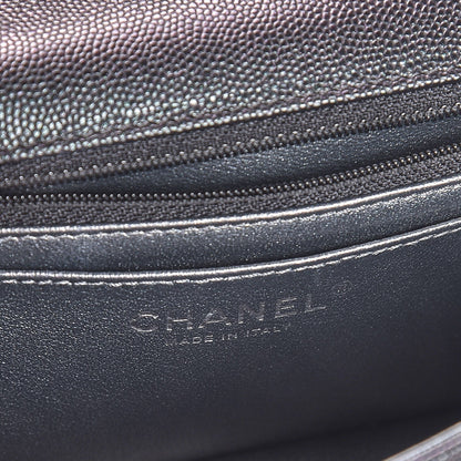 Chanel Metallic Caviar Chevron Quilted Mini Rectangular Flap Black 6 of 8