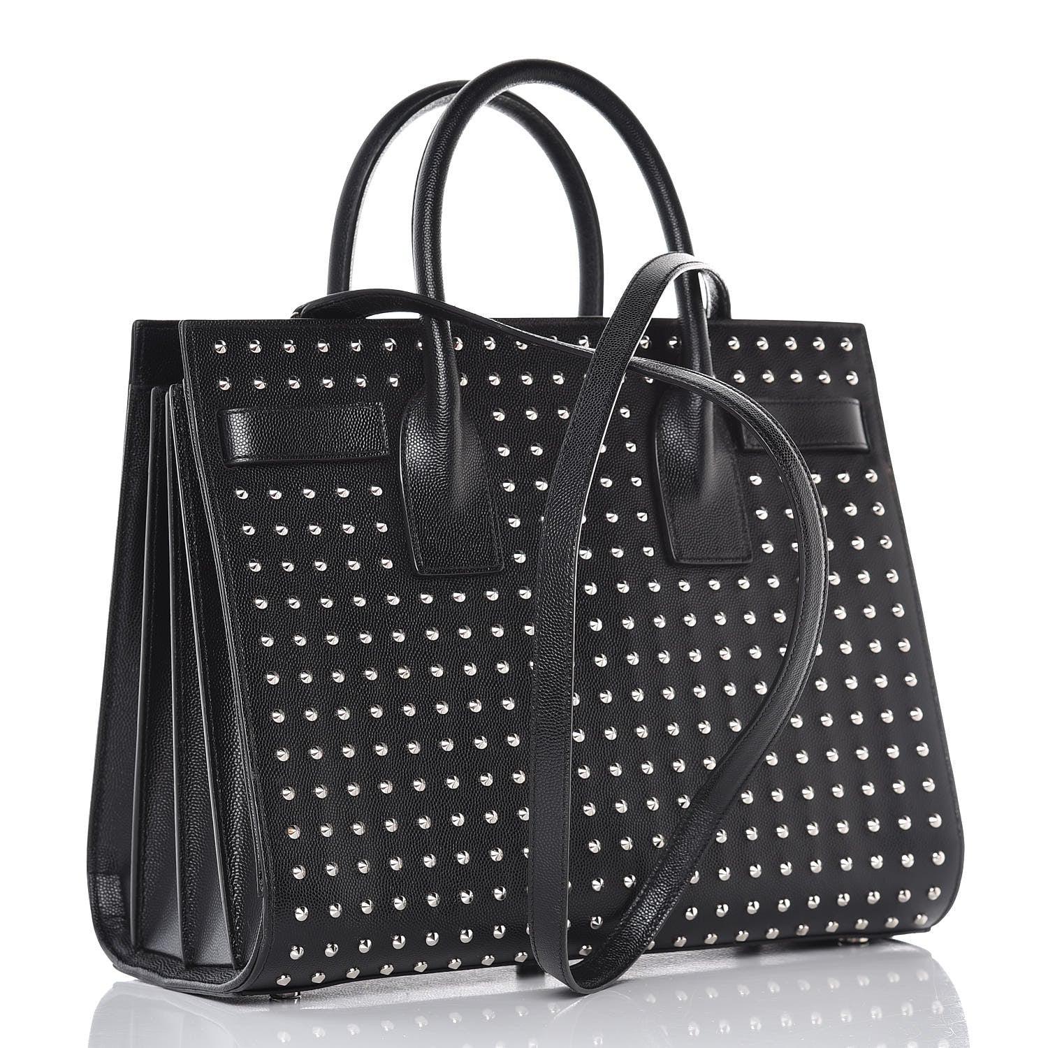 Saint Laurent Grain De Poudre Studded Small Sac De Jour Black 3 of 10