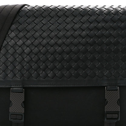 Bottega Veneta Canvas Calfskin Intrecciato Messenger Black 9 of 12
