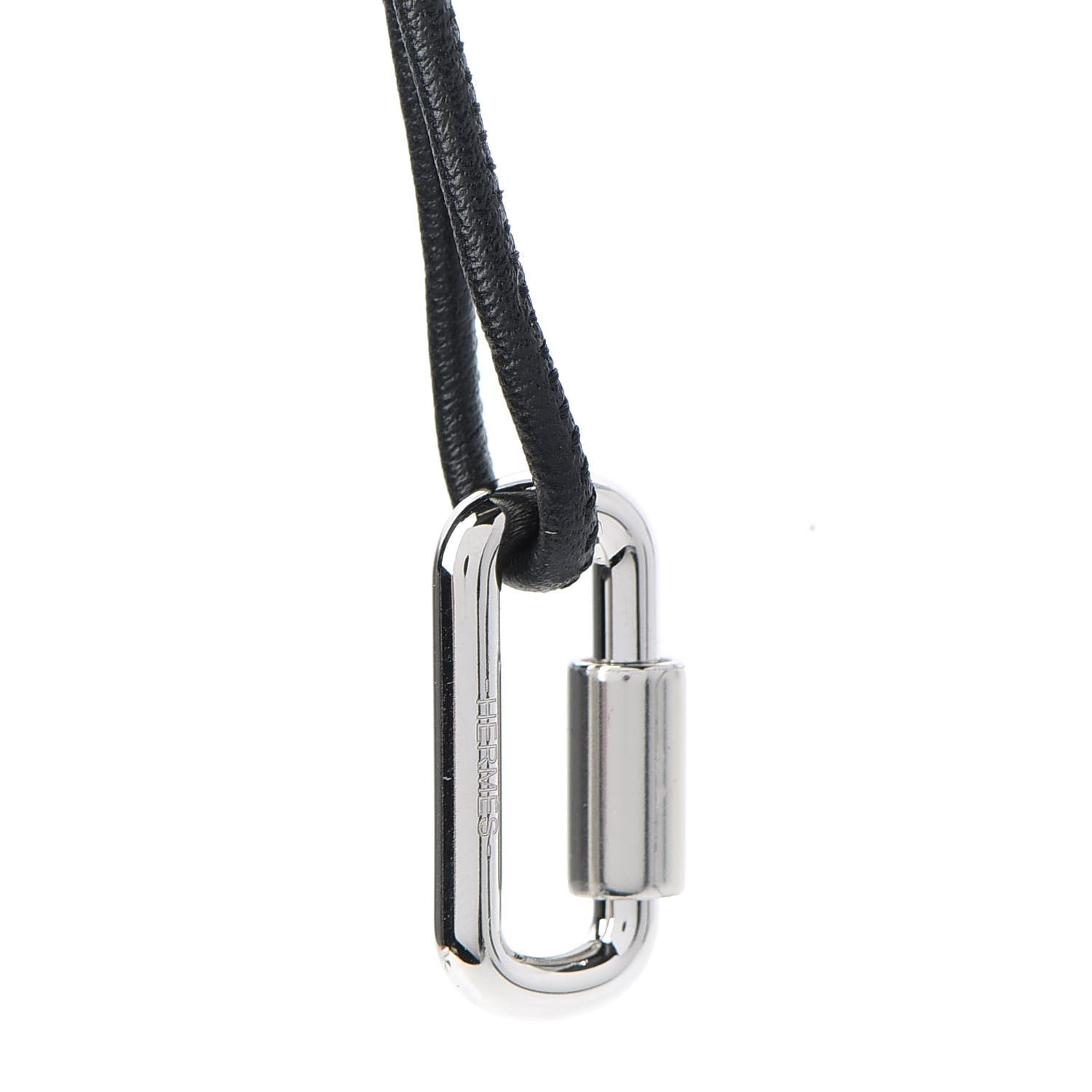 Hermes Palladium Kelly Curiosite Charm Pendant Necklace Black 7 of 9