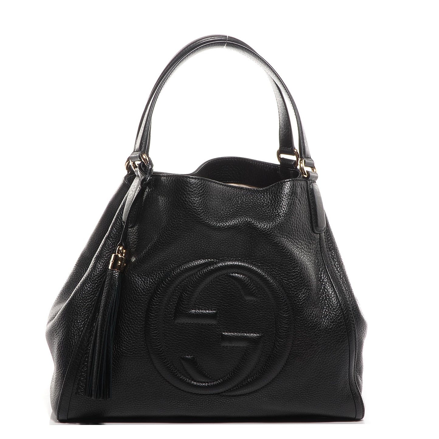 Pebbled Calfskin Medium Soho Shoulder Bag Black