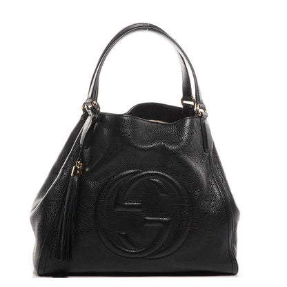Gucci Pebbled Calfskin Medium Soho Shoulder Bag Black 1 of 7
