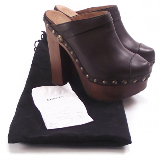 Chanel Leather Studded Clogs 36.5 4 of 9