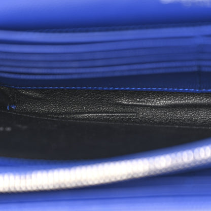 Saint Laurent Grain De Poudre Matelasse Chevron Monogram Chain Wallet Blue Majorelle 9 of 11