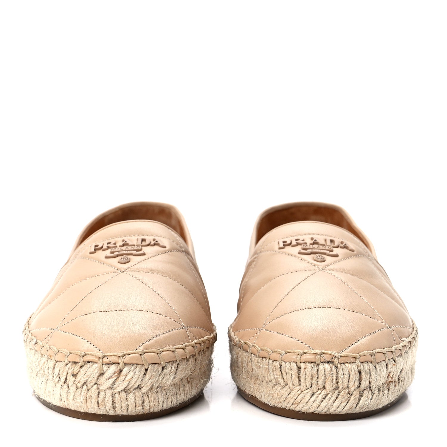 Prada Nappa Quilted Logo Espadrilles 36 Beige 2 of 8