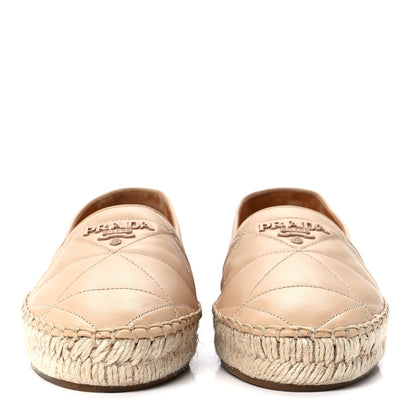 Prada Nappa Quilted Logo Espadrilles 36 Beige 2 of 8