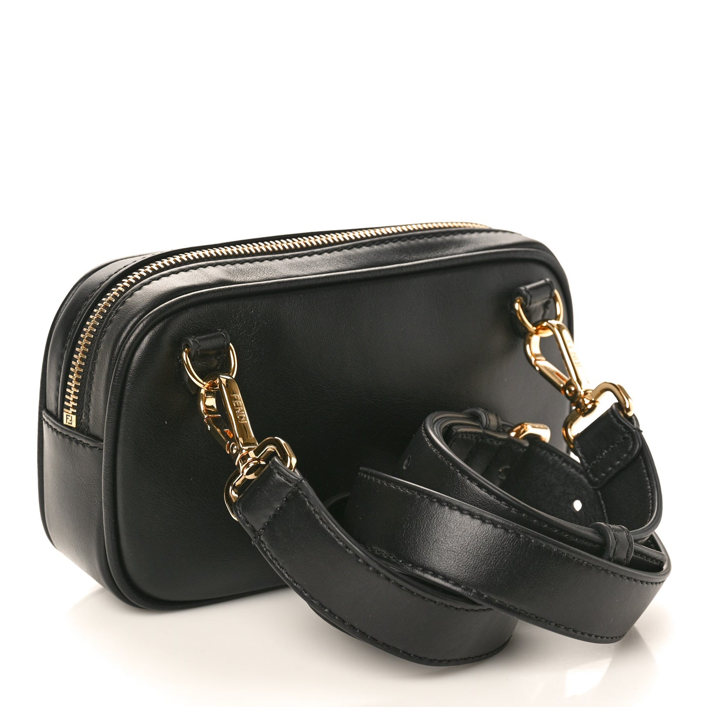 X VERSACE Vitello Cover Fendace Medusa Small Camera Case Black Gold