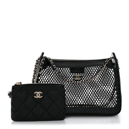 Chanel Mesh Shiny Lambskin Clutch With Chain Black 3 of 11