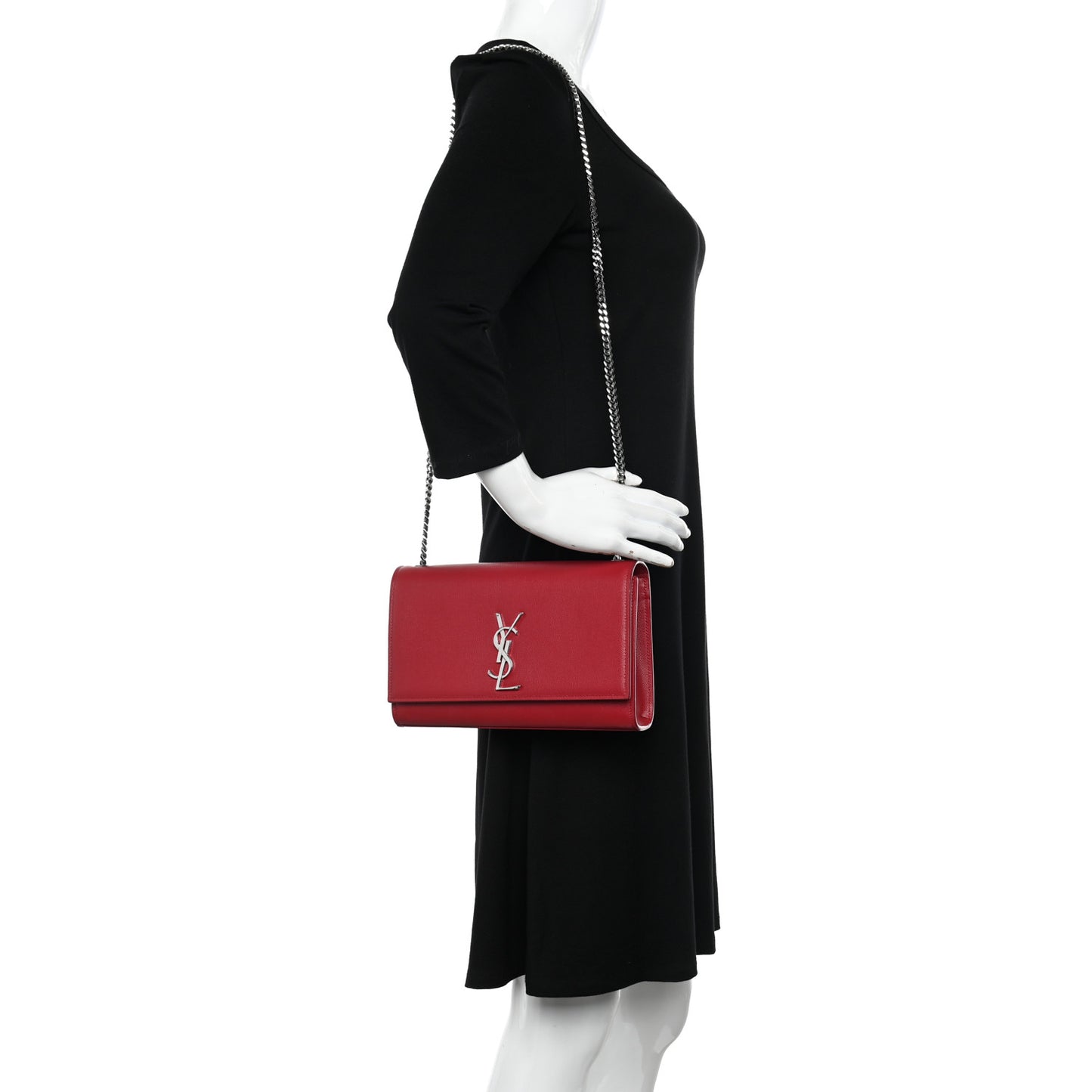 Grain De Poudre Medium Monogram Kate Satchel Red