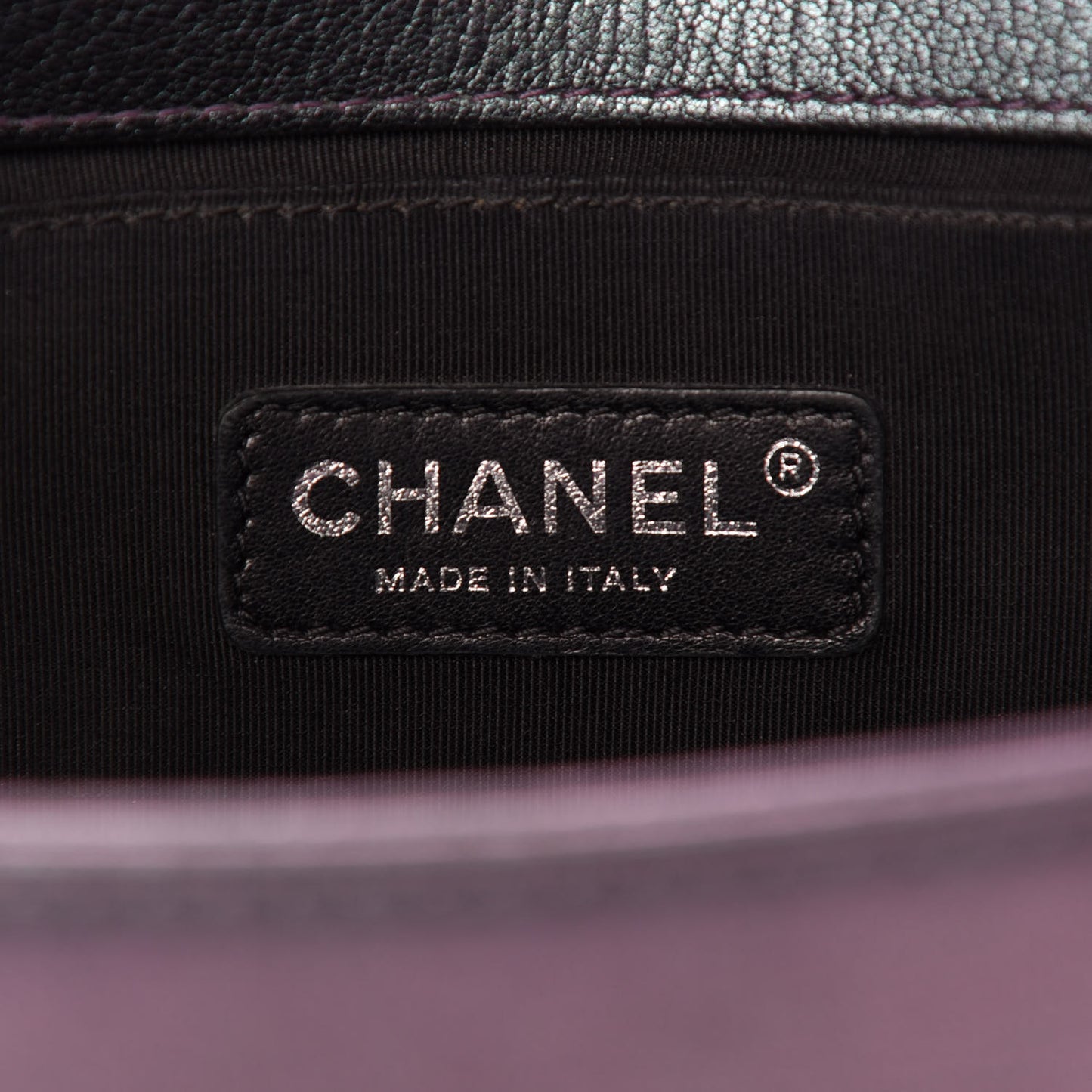 Iridescent Goatskin Quilted Medium Boy Flap Purple