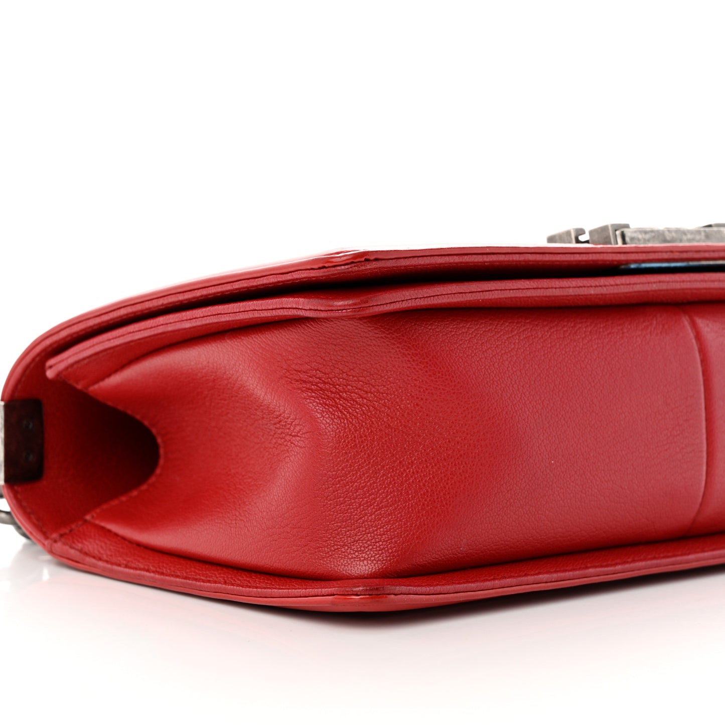 Goatskin Quilted Patent Medium Duo Boy Flap Red
