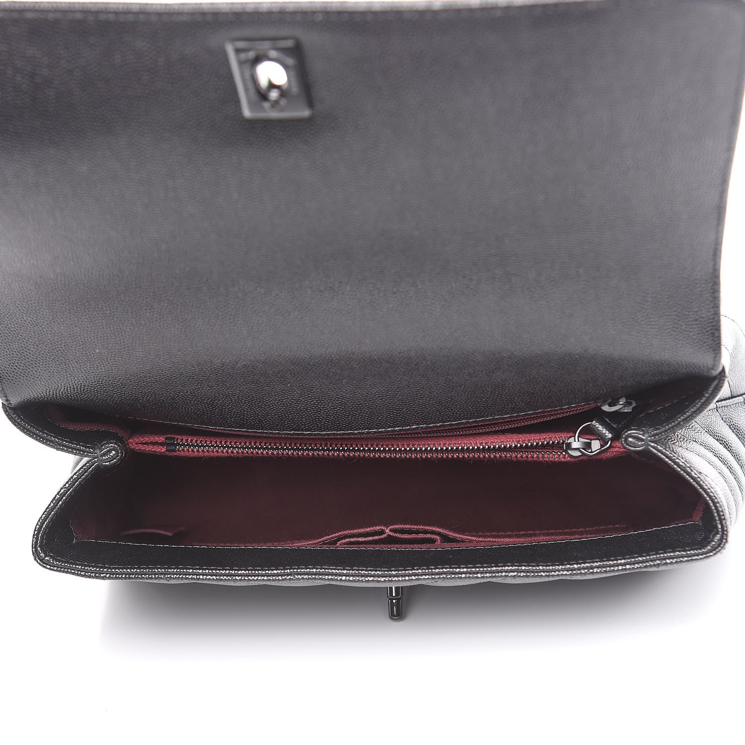 Chanel Caviar Chevron Quilted Small Coco Handle Flap So Black 5 of 10