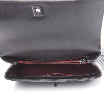 Chanel Caviar Chevron Quilted Small Coco Handle Flap So Black 5 of 10