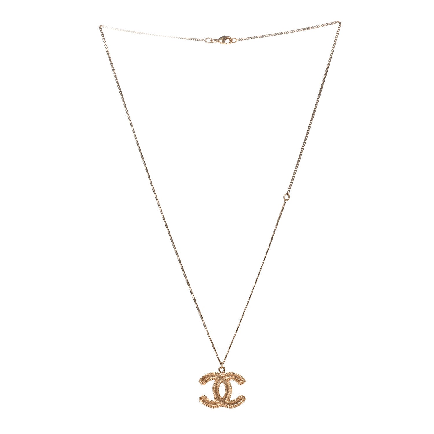 Chanel CC Necklace Matte Gold 2 of 4