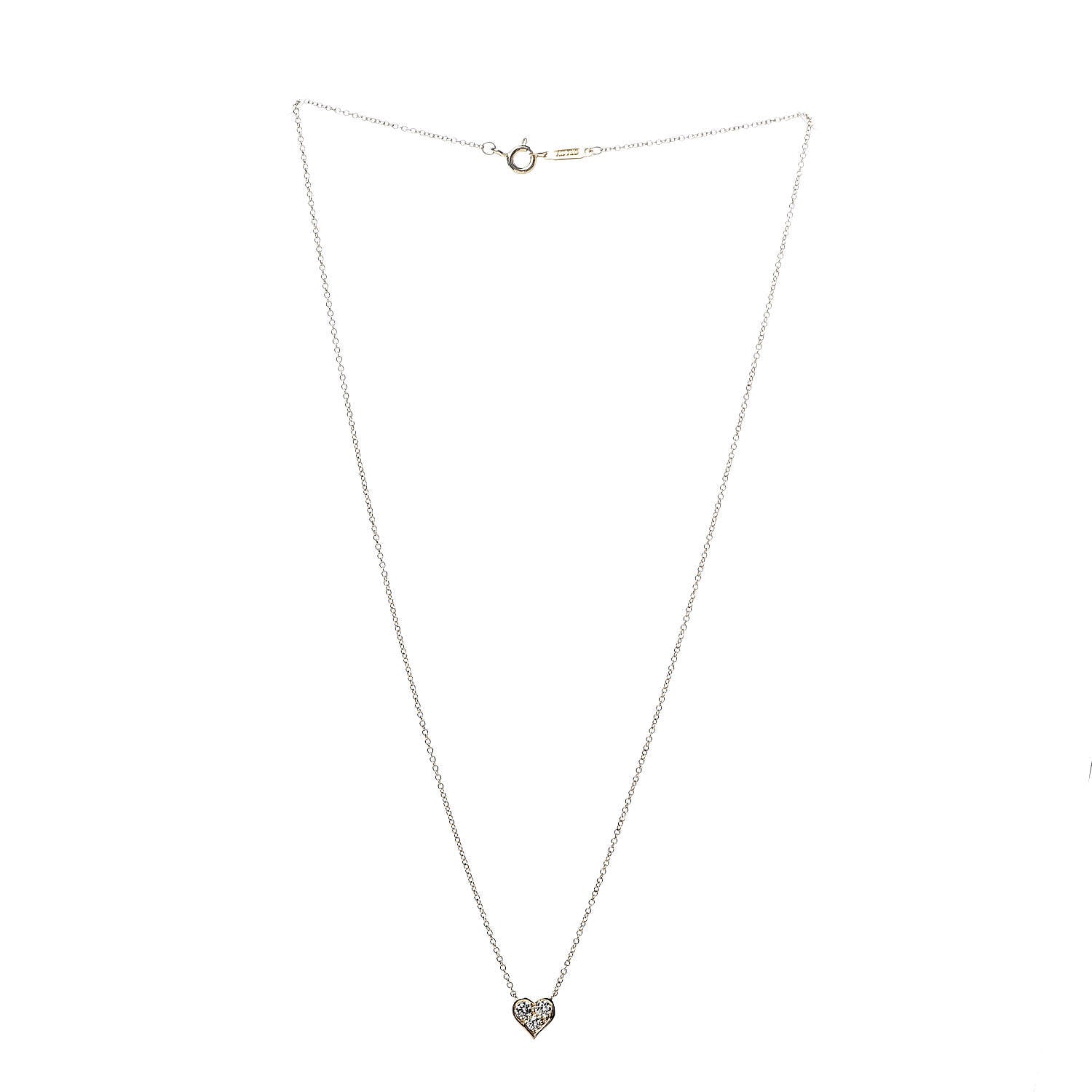 Tiffany 18K Yellow Gold Diamond Heart Pendant Necklace 3 of 9