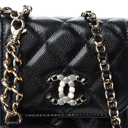 Chanel Caviar Quilted Crystal CC Airpods Pro and Phone Case With Chain Black 12 of 13