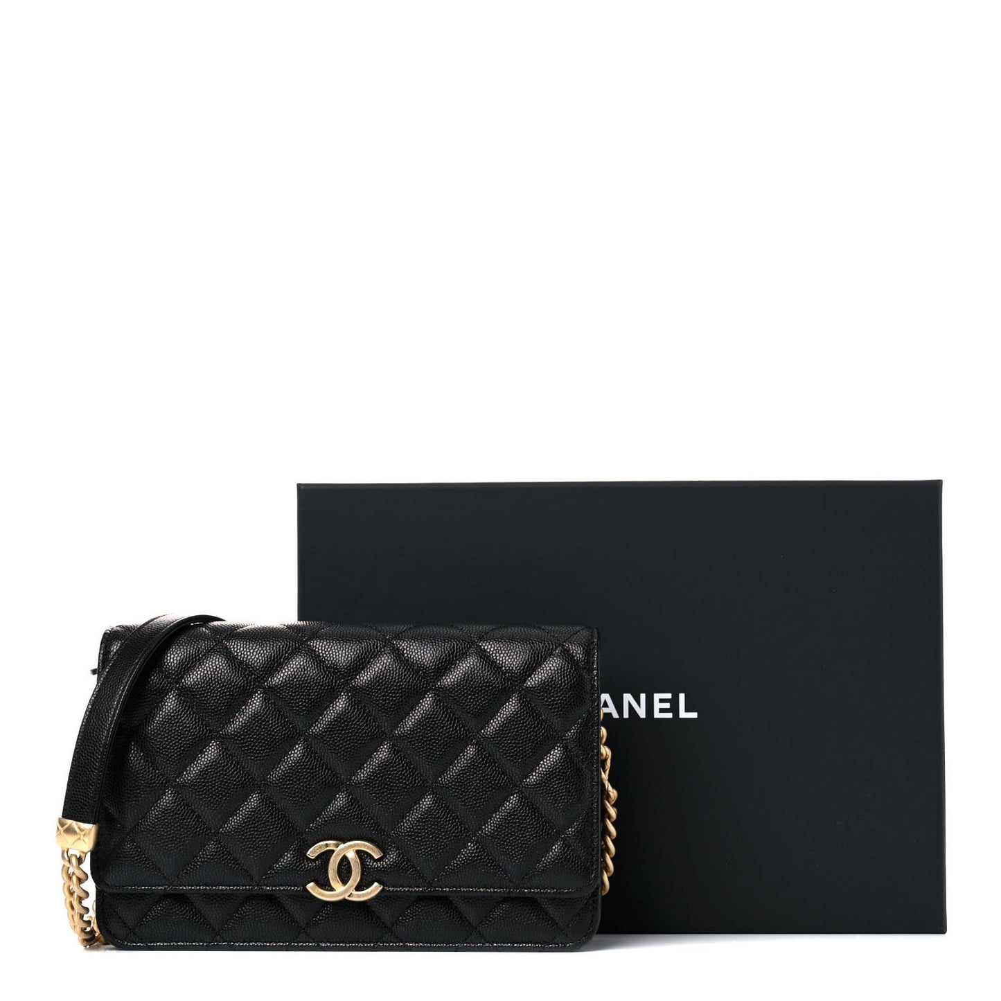 Caviar Quilted Bracelet On Chain Wallet On Chain WOC Black