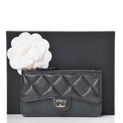 Chanel Iridescent Caviar Quilted Flap Zip Card Holder Black 8 of 8