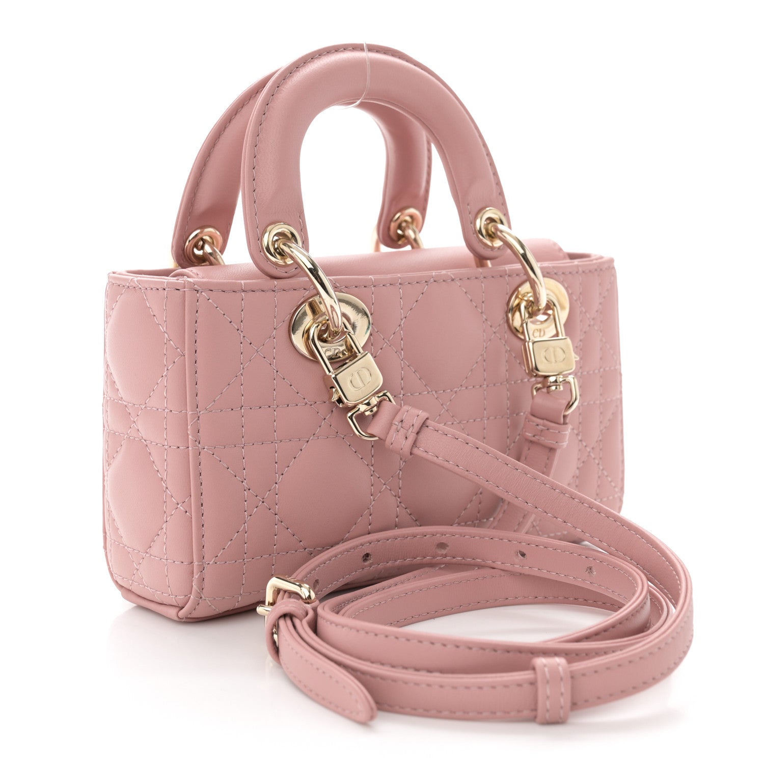 Christian Dior Lambskin Cannage Micro Lady D-Joy Rose De Vents 3 of 10