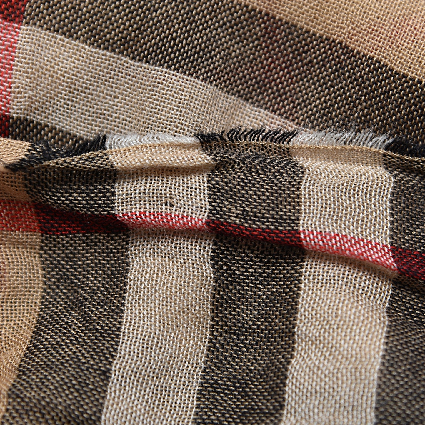 Cashmere Giant Check Lightweight Scarf Camel