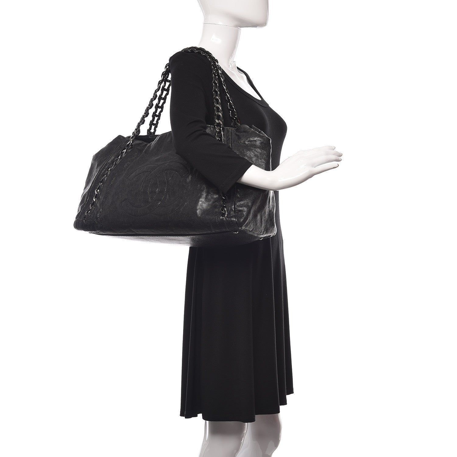 Chanel Glazed Caviar East West Modern Chain Tote Black 2 of 16
