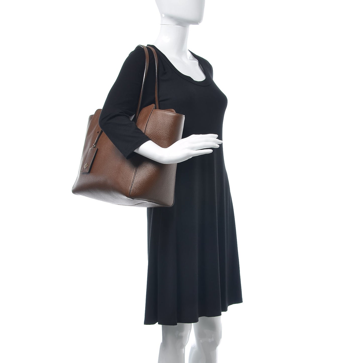 Dollar Calfskin Medium Swing Tote Nut Brown