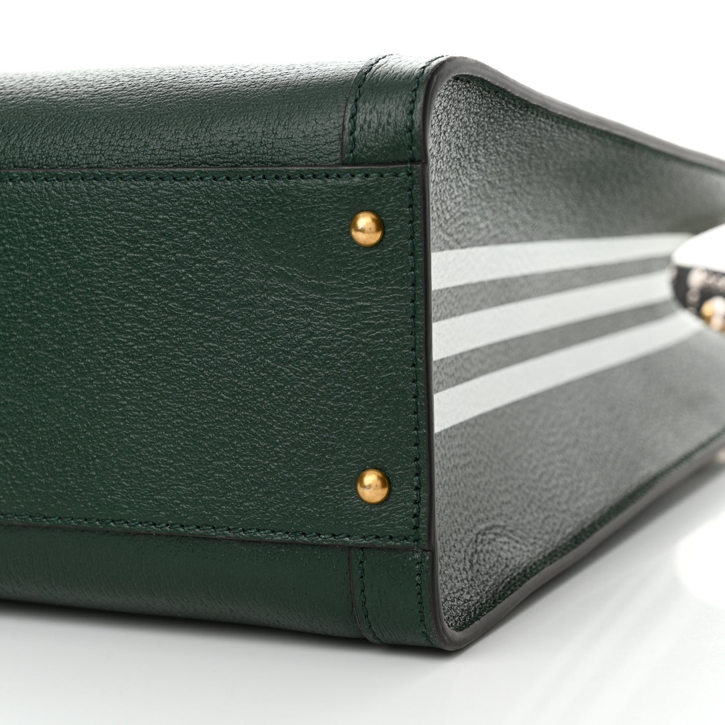 X Adidas Textured Dollar Calfskin Stripe Studded Large Diana Tote Bag Green Multicolor