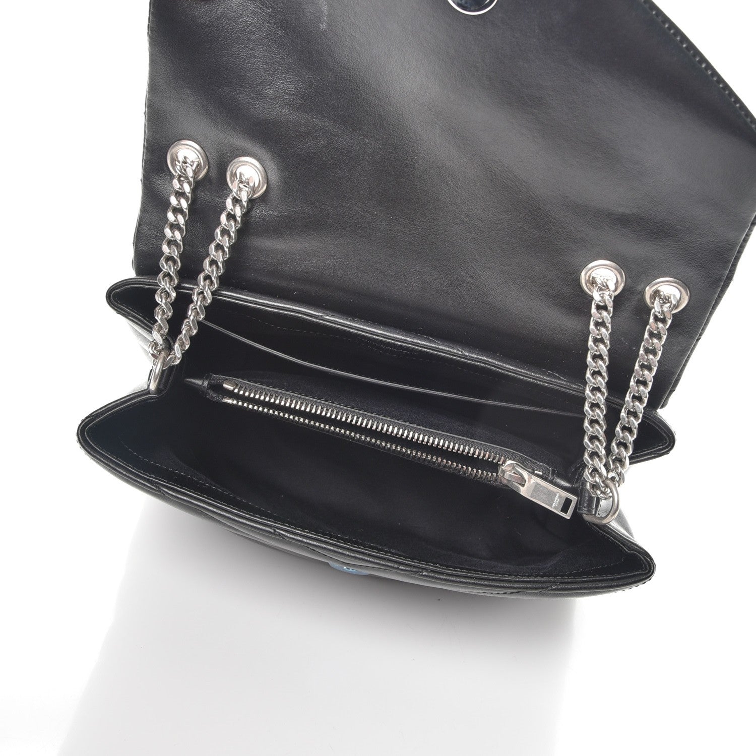 Saint Laurent Calfskin Y Quilted Monogram Small Loulou Chain Satchel Black 6 of 8