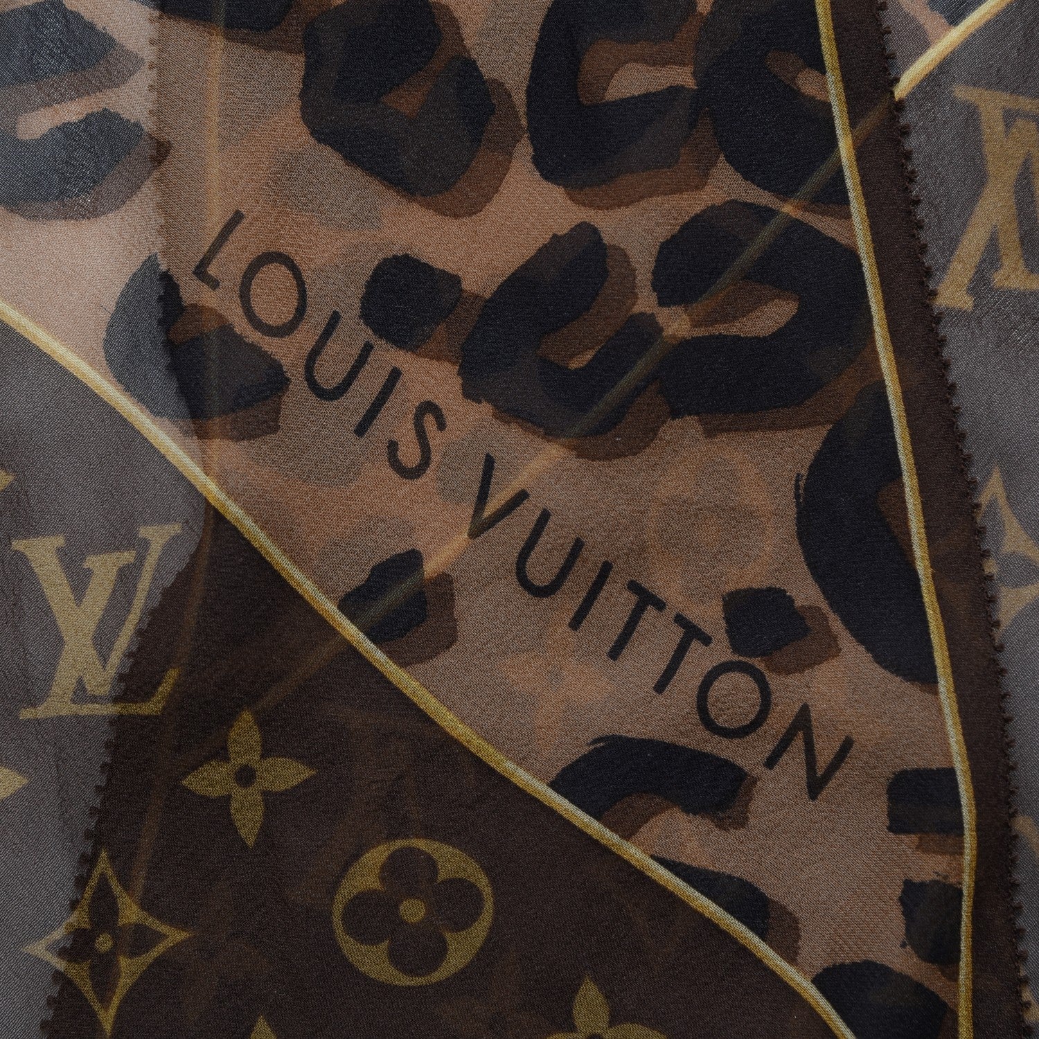 Louis Vuitton Silk Crepe Leopard Monogram Scarf 4 of 6