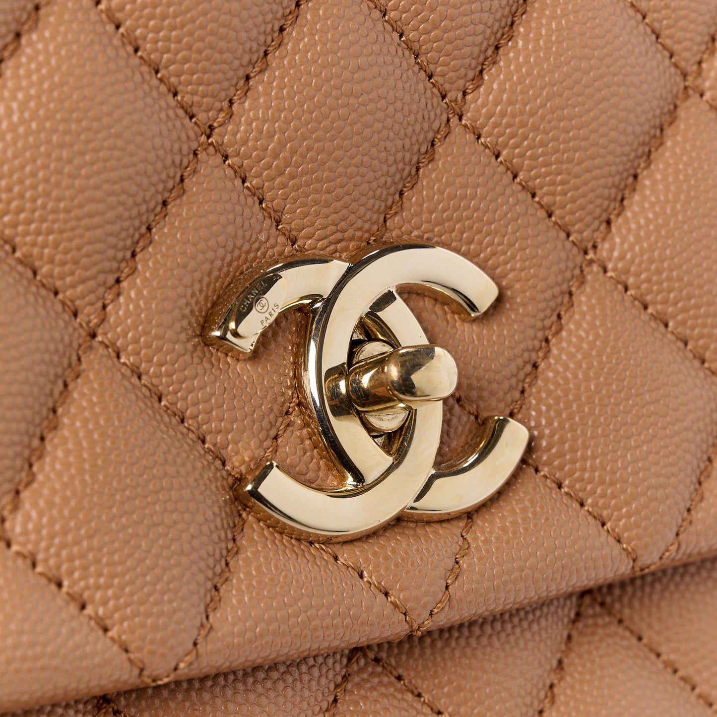 Caviar Quilted Lizard Embossed Small Coco Handle Flap Brown