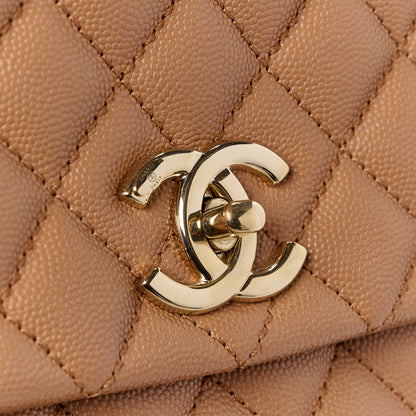 Chanel Caviar Quilted Lizard Embossed Small Coco Handle Flap Brown 14 of 14