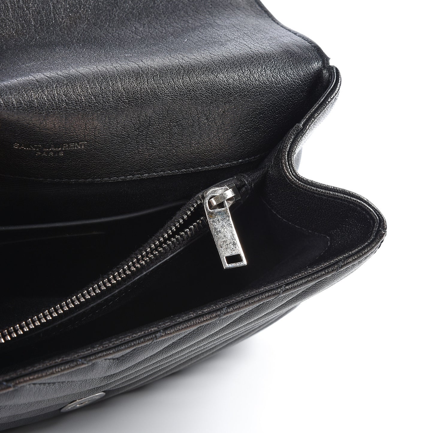 Sheepskin Matelasse Chevron Monogram Medium College Bag Black