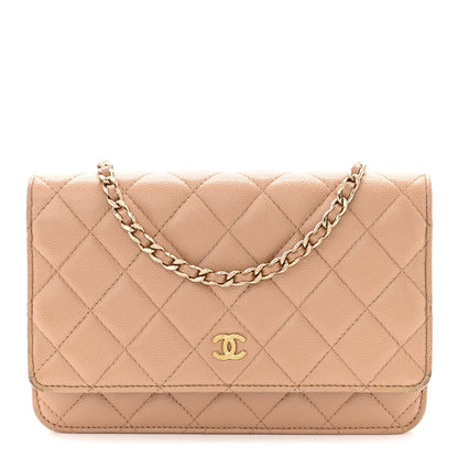 Chanel Caviar Quilted Wallet on Chain WOC Dark Beige 1 of 16