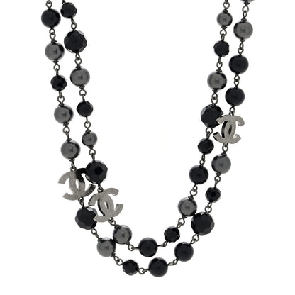 Chanel Ruthenium Beaded CC Long Necklace Black 1 of 4