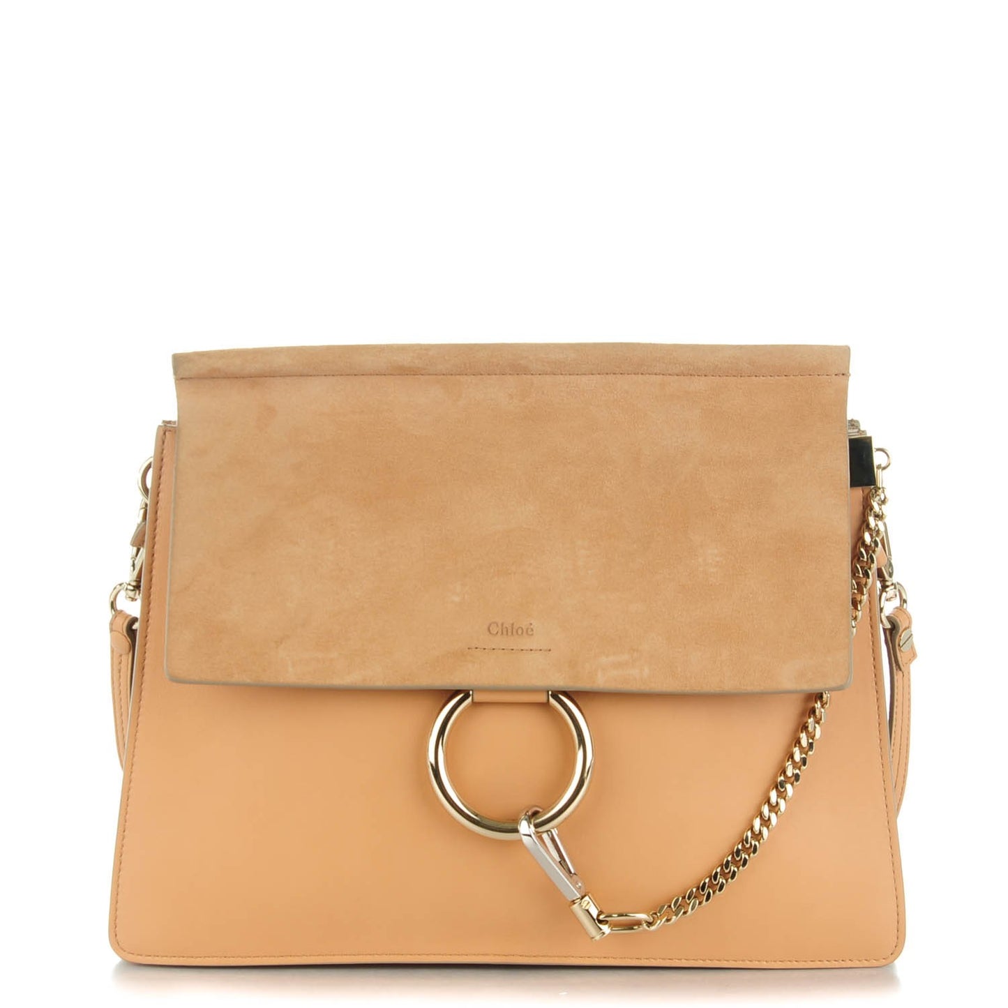 Suede Calfskin Medium Faye Shoulder Bag Misty Beige