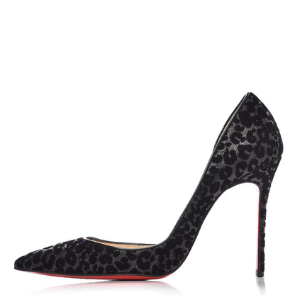 Christian Louboutin Glitter Leopard Print Iriza Pumps Heels 37.5 Black Grey 1 of 10
