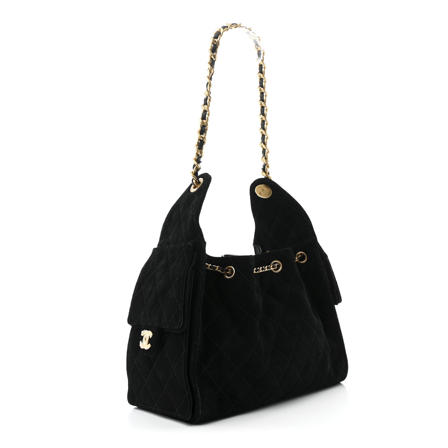 Chanel Suede Quilted Small Chanel 25 Handbag Black 3 of 11