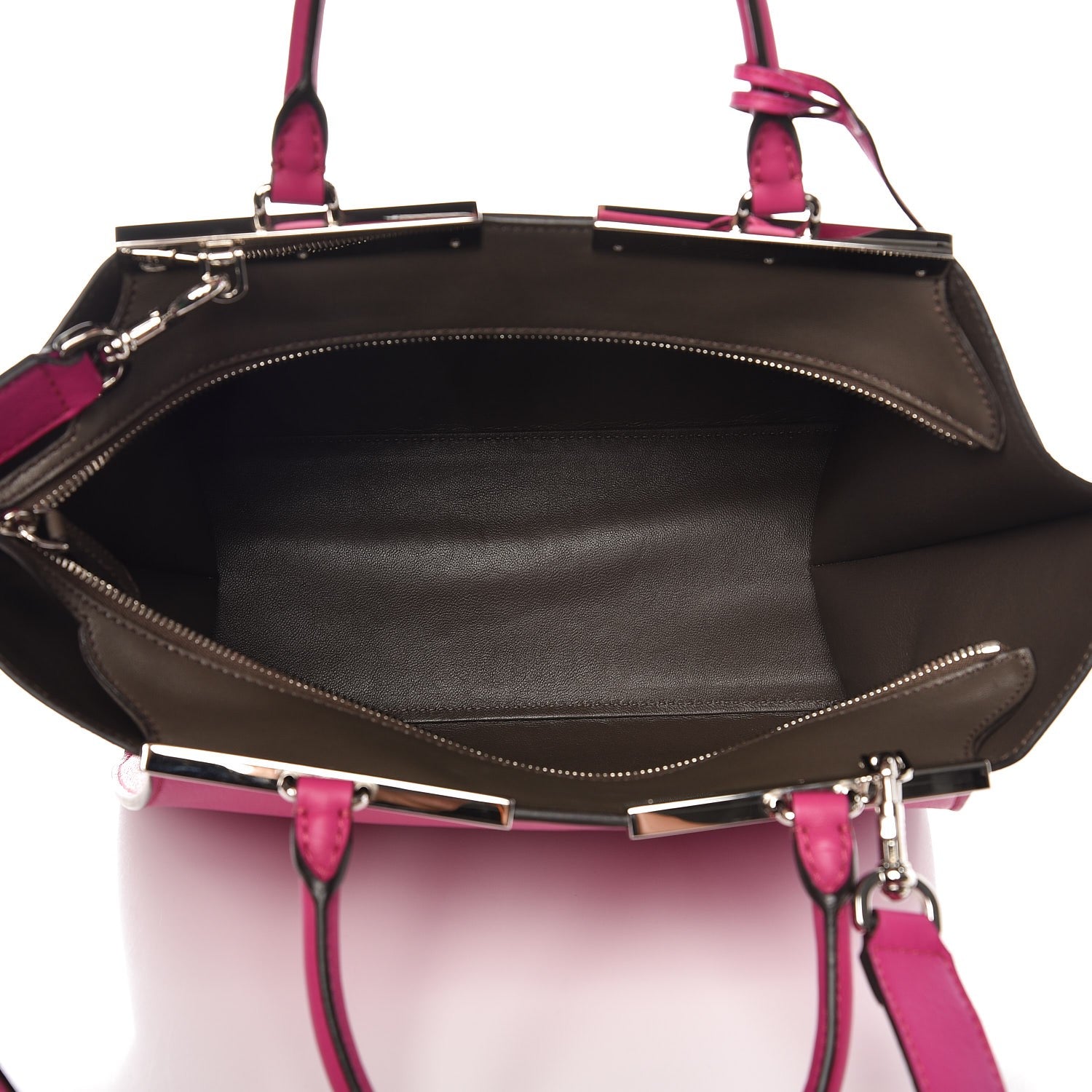 Fendi Vitello Dolce Shiny Nappa Petite 3Jours Tote Magenta Carbone 6 of 8