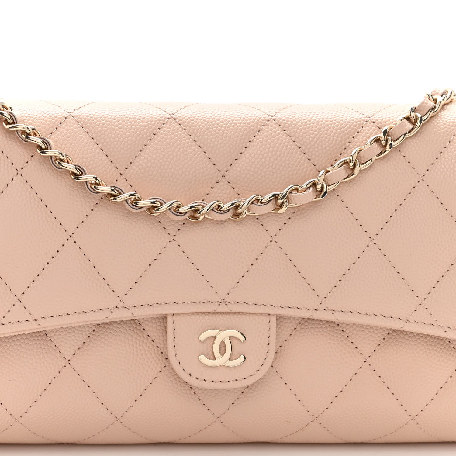 Chanel Caviar Quilted Phone Holder Wallet on Removable Chain Light Beige 10 of 12